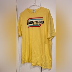NWOT Yellow short sleeve Brew Thru t-shirt.  Size XL